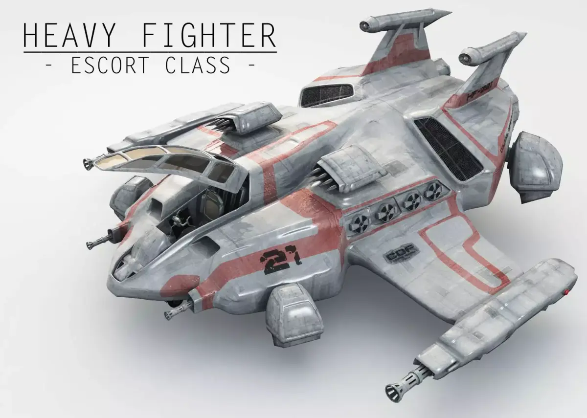 Heavy Space Fighter Low-poly 3D model