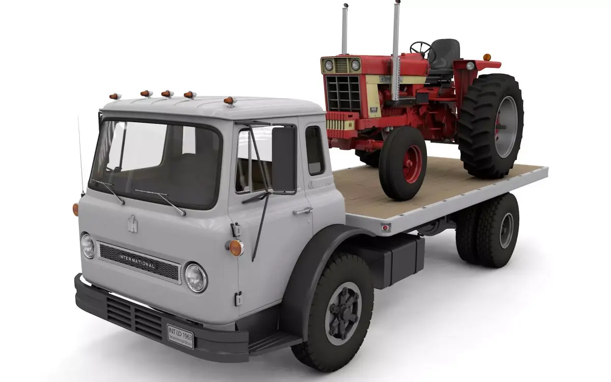 International Loadstar Truck 1963 and Int Harvester Tractor 1972 3D model