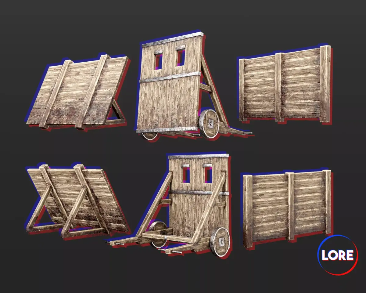 Medieval Collection Defense Wood Walls 3D Model Pack purchase