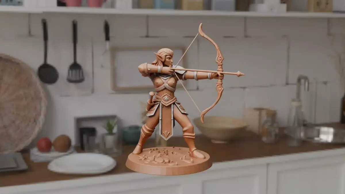 Elf Archer Miniature - 28mm Printable  3D model