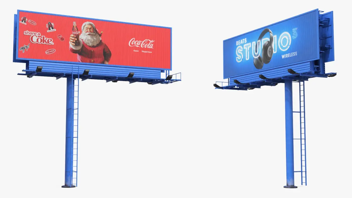 Rotating Billboard on Monopole with Ladder Brand 3D model