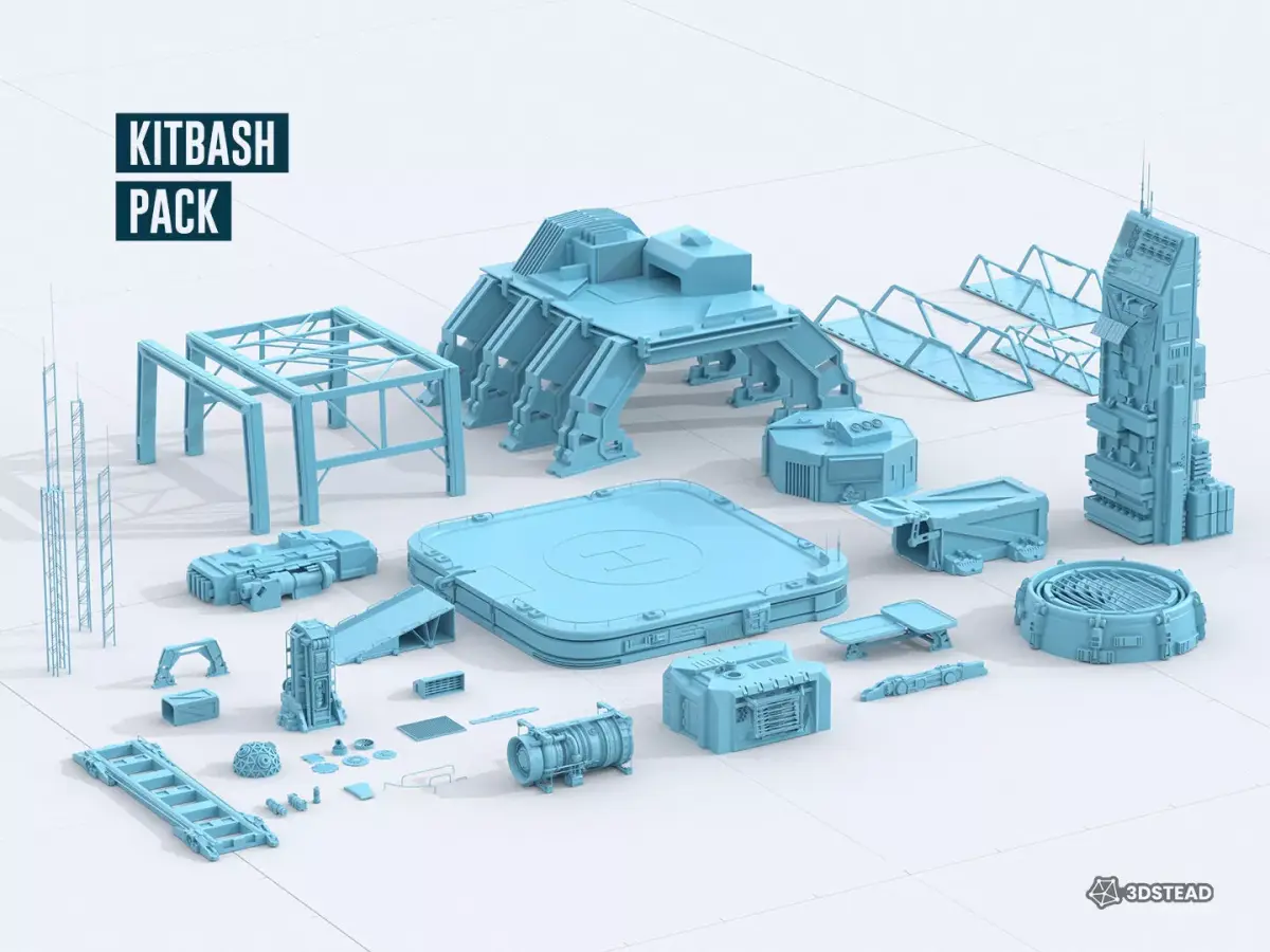 Scifi Dressing Kitbash Pack1 Low-poly 3D model