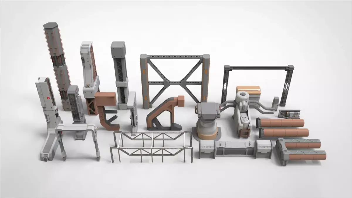 sci-fi Architecture kitbash 6 3D model