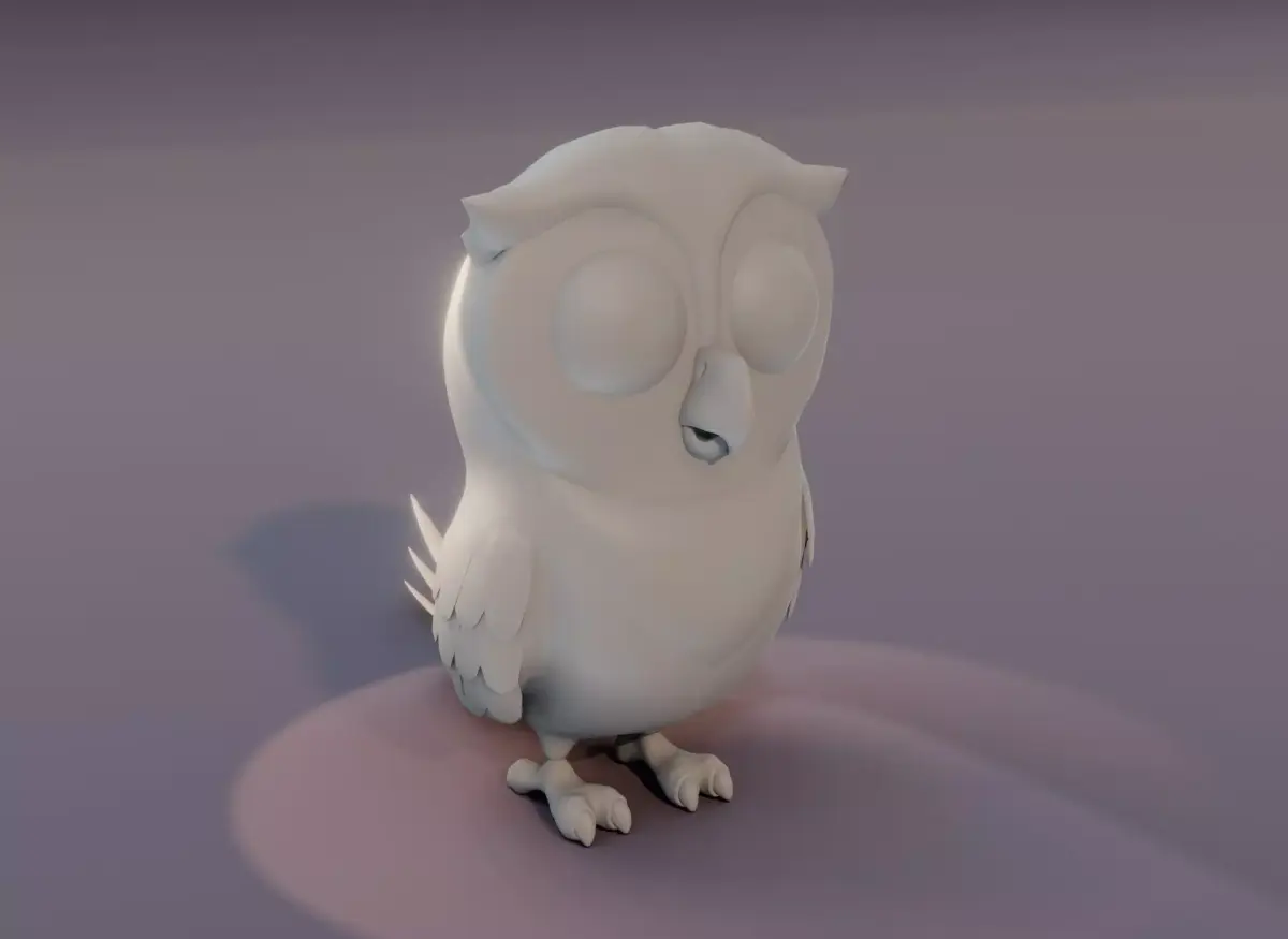 Cartoon Owl Rigged Base Mesh 3D Model Low-poly 3D model