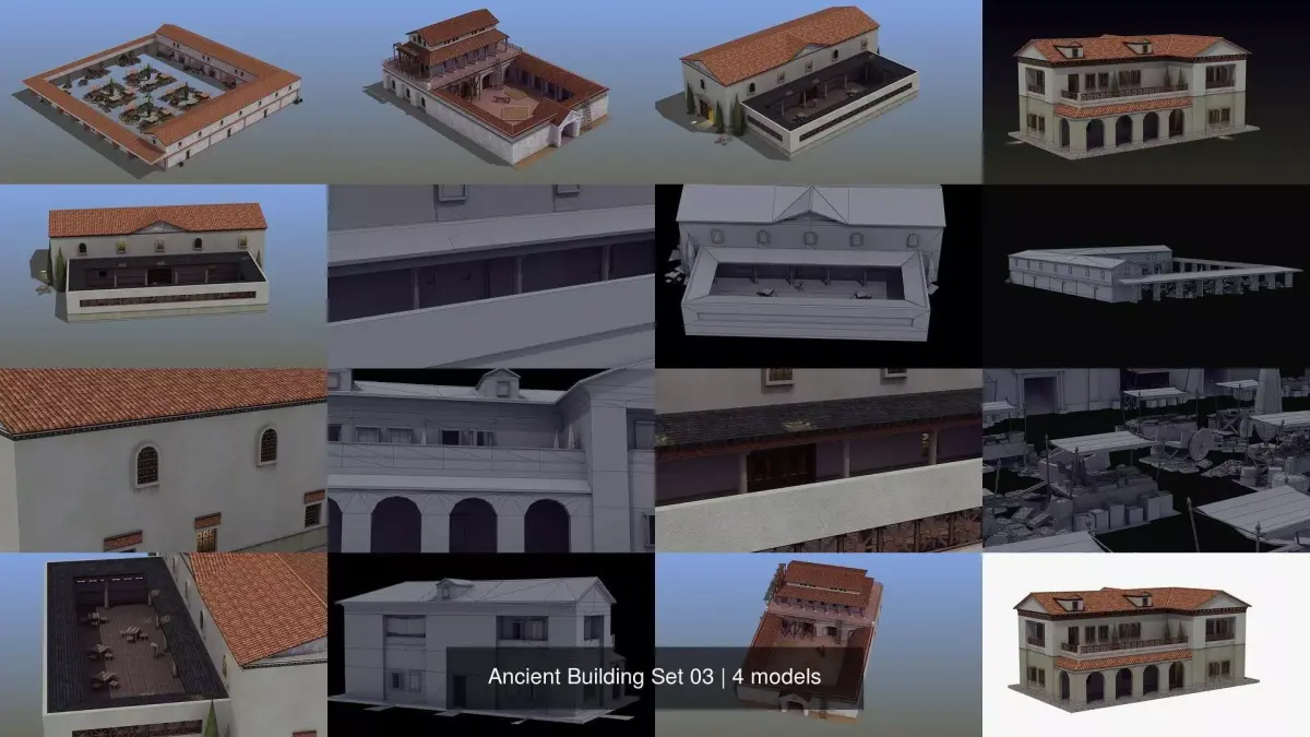 Ancient Building Set 03 3D Model Collection