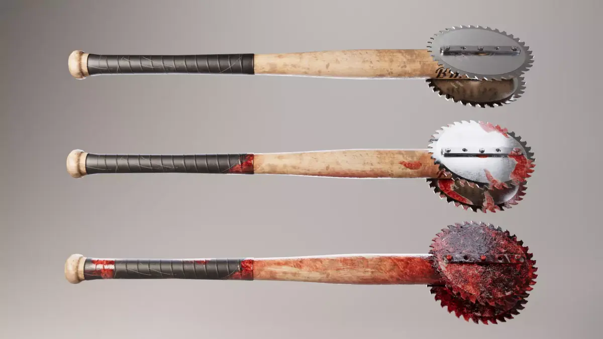 Saw Baseball Bat Weapon COLLECTION Low-poly 3D model
