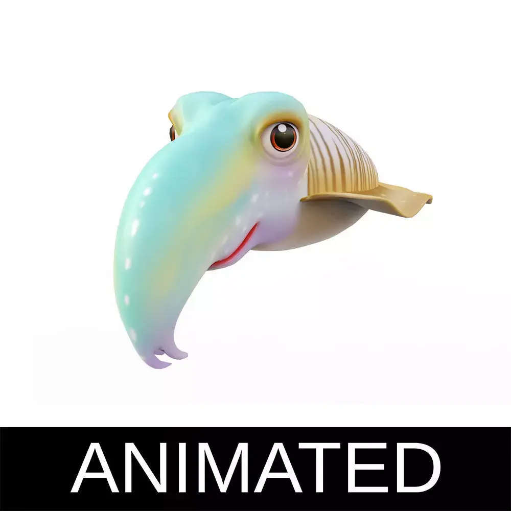 Common Cuttle Fish Cartoon Animated Low-poly 3D model