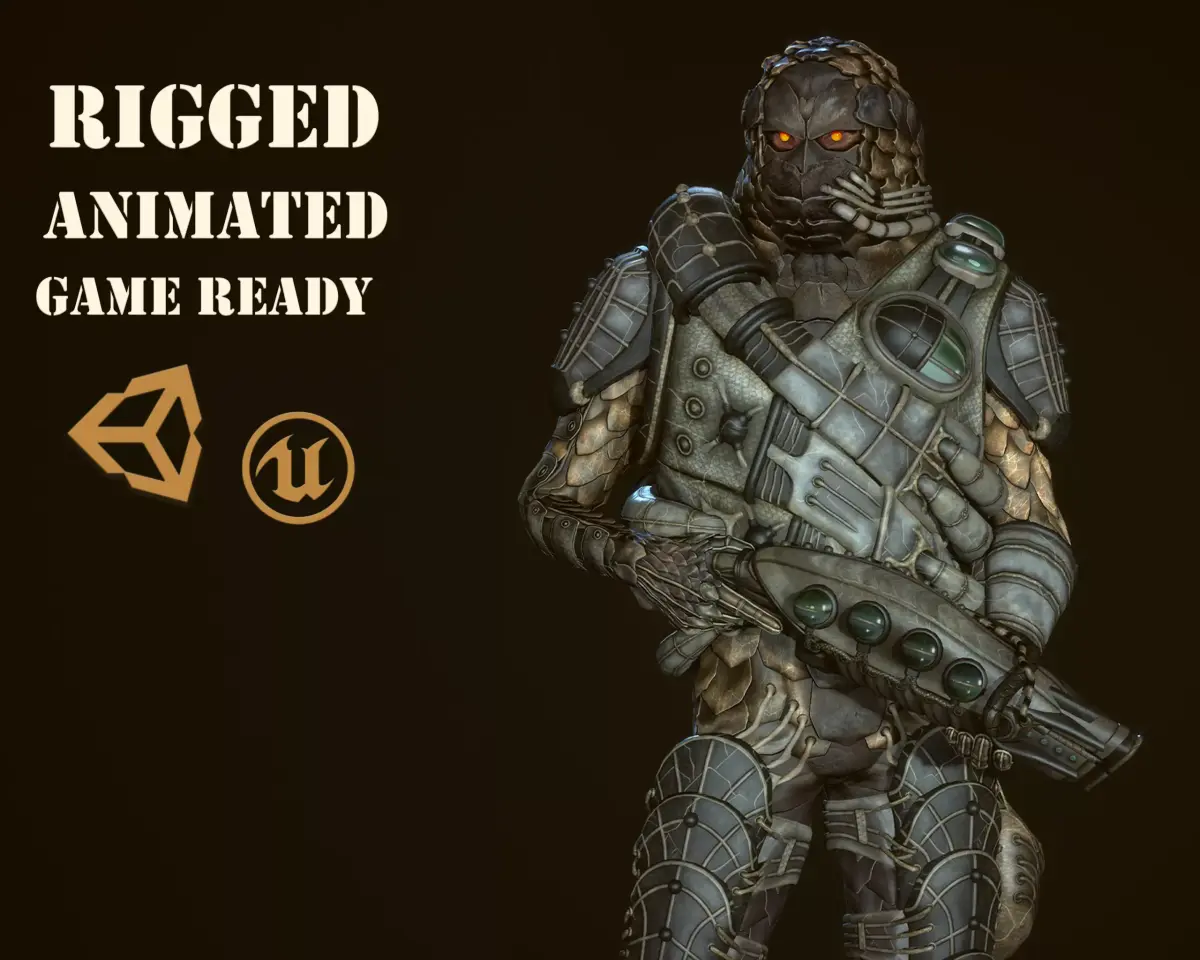 Alien soldier Low-poly 3D model purchase