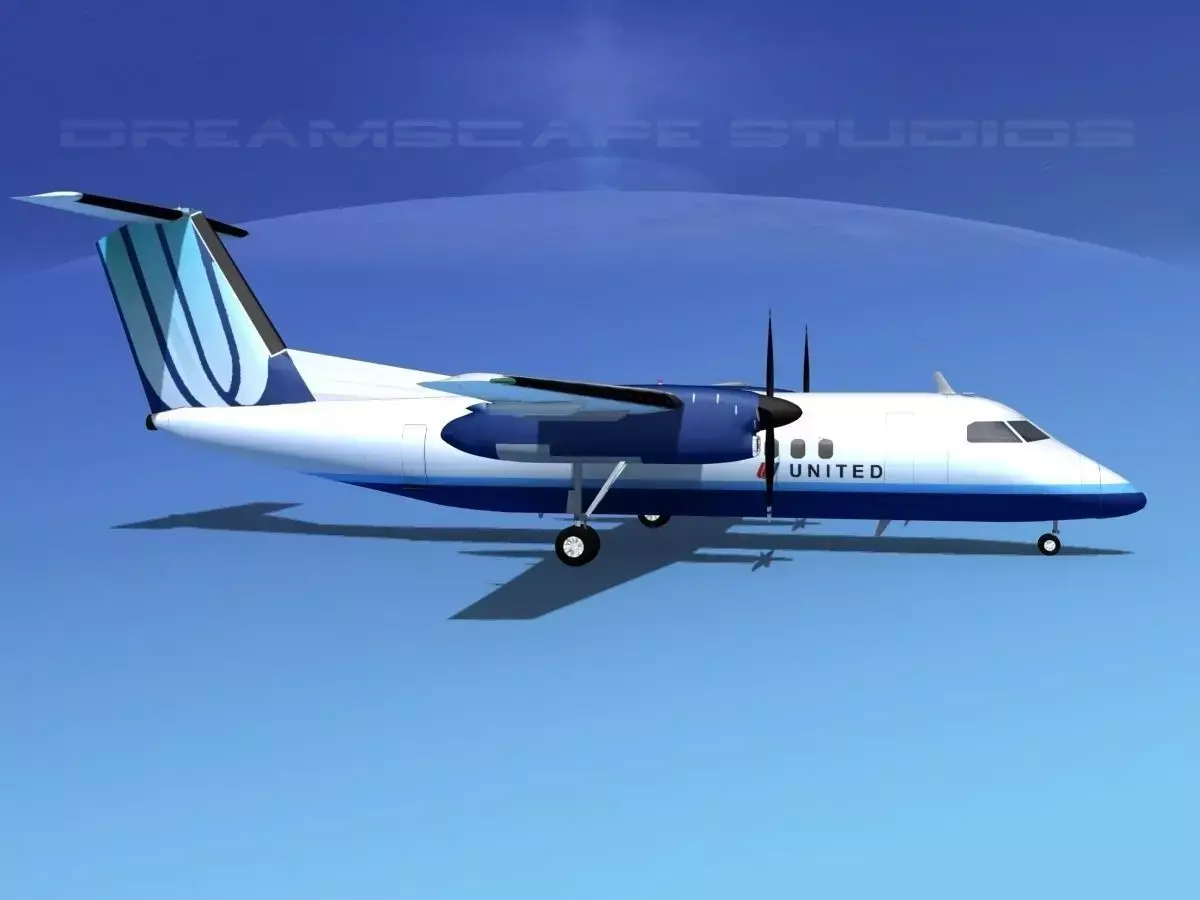 Dehaviland DHC-8 100 United Airlines 3D model