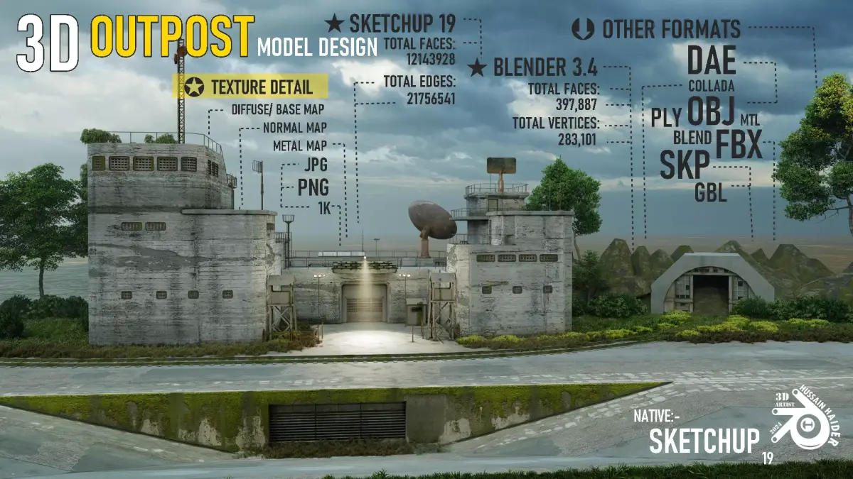 Outpost 3 Low-poly 3D model