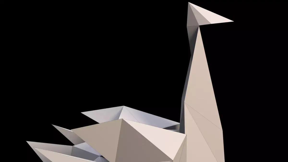 Ostrich in Origami style Free low-poly 3D model