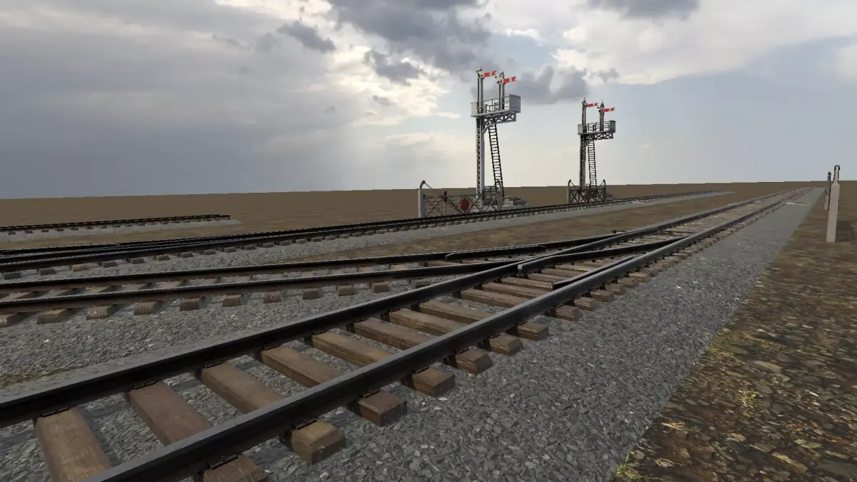 Modular Rail Track and Signal Crossing Low-poly 3D model