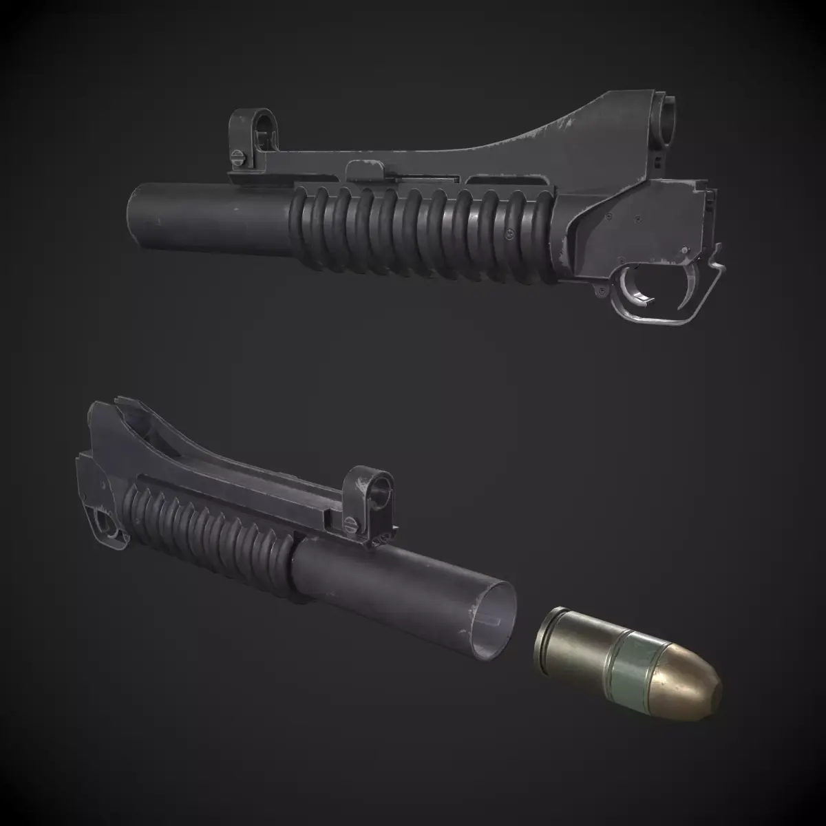 M203 Grenade Launcher Low-poly 3D model