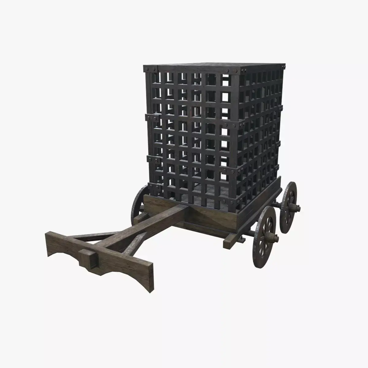 Medieval Carriage V16 Low-poly 3D model