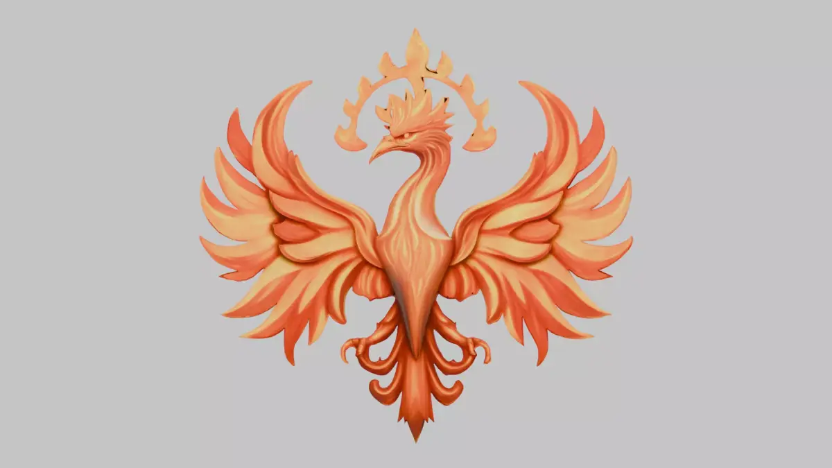 Fiery Phoenix Low-poly 3D model