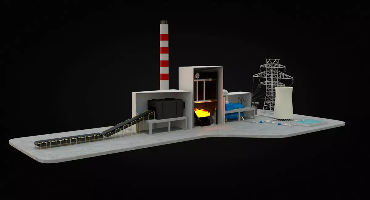 Coal Power Station Diagram 3D model