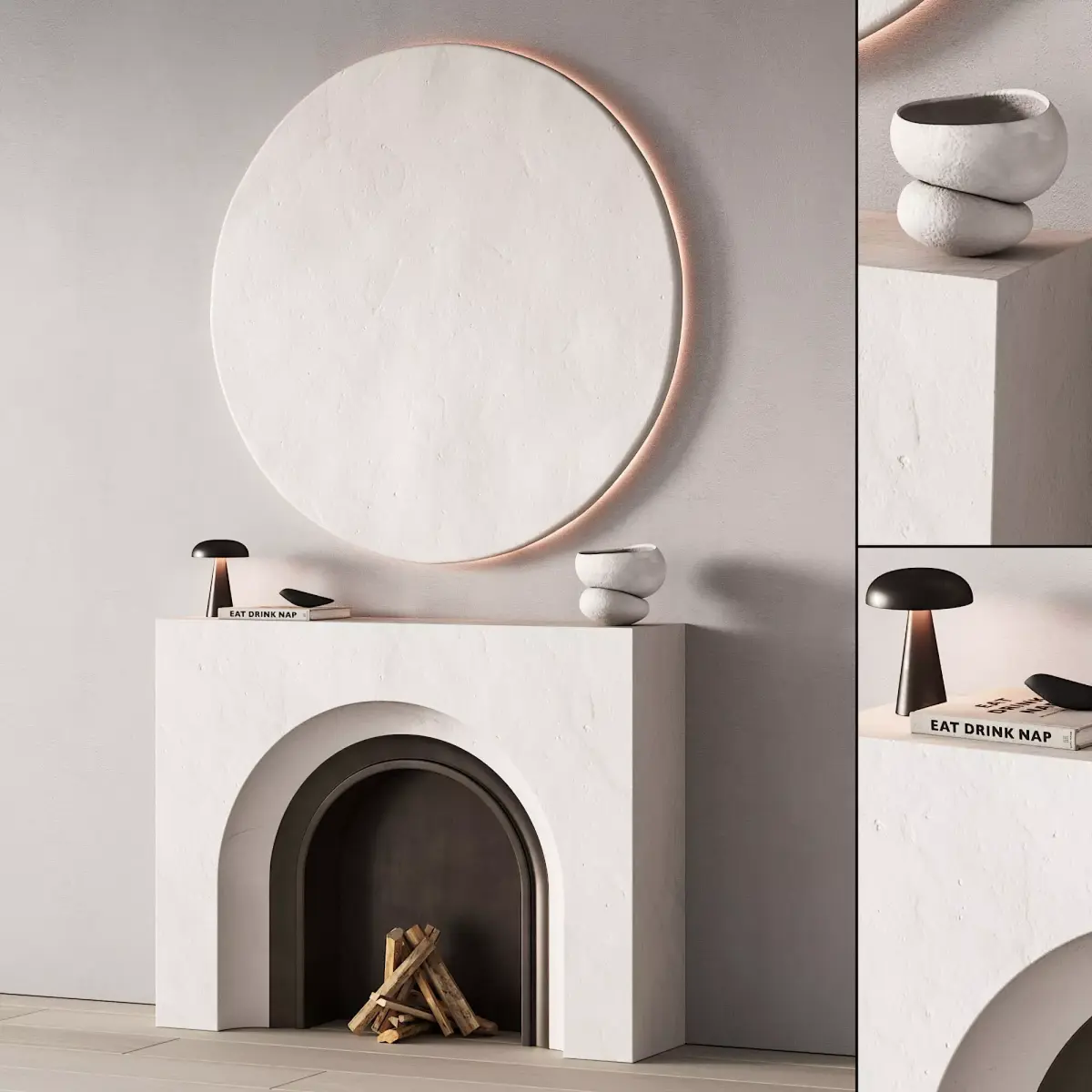 291 fireplace area decorative wall 09 minimal modern classic 00 3D model