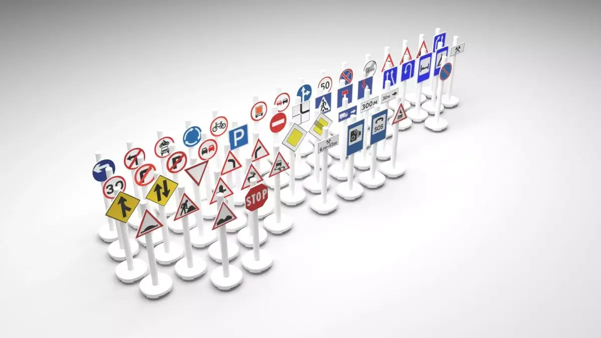 Lego Toy Road Signs Set 3D model