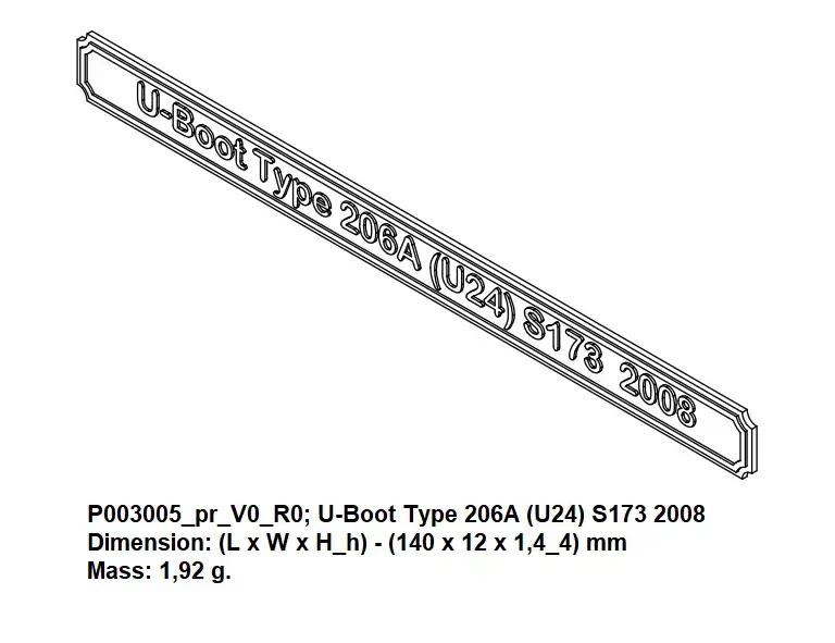 Nameplate - U-Boot Type 206A -U24- S173 2008 3D print model