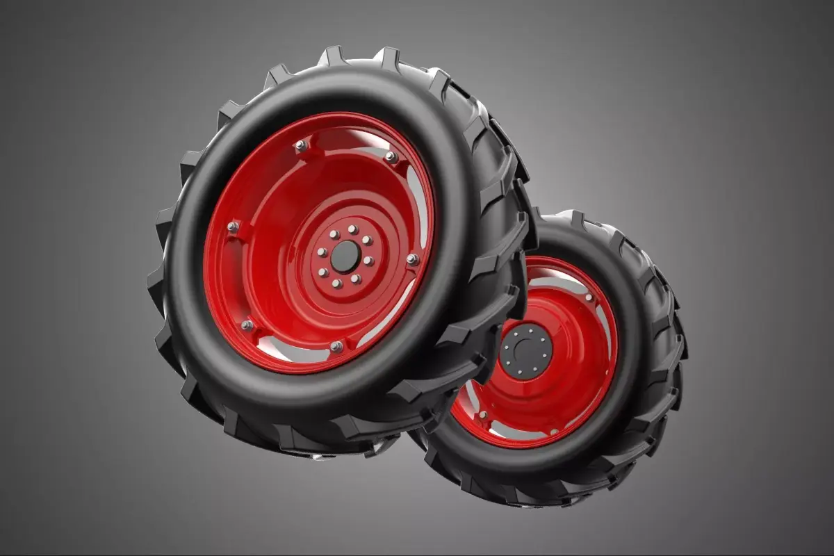 RED TRACTOR TIRE TREAD TYRE LUG WHEEL RUBBER SIT RIM HUB DISC IN 3D model