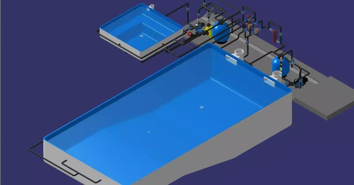 Skimmer Swimming Pool and Hot spa 3D model