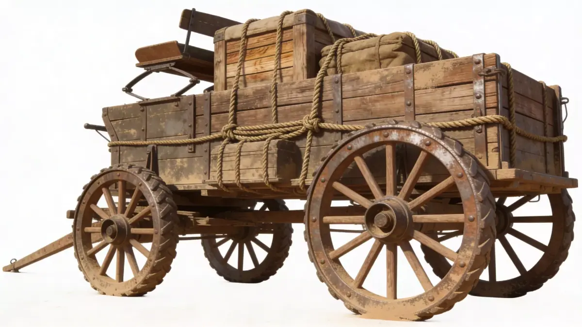 Frontier-Style Wasteland Wagon  Low-poly 3D model