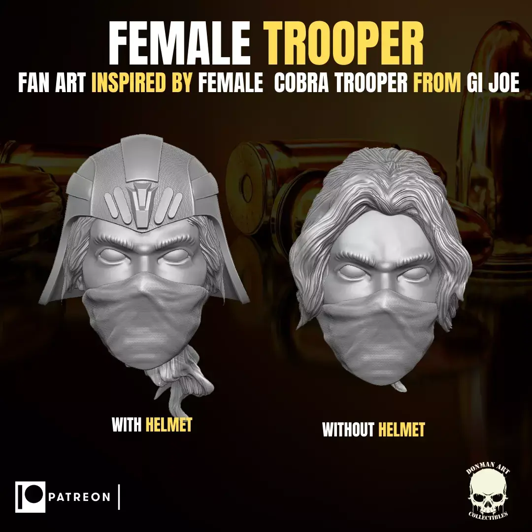  Female Trooper head for action figures 3D print model