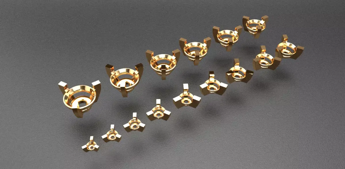 A package of ring heads engagement anniversary 3 prong printable 3D print model
