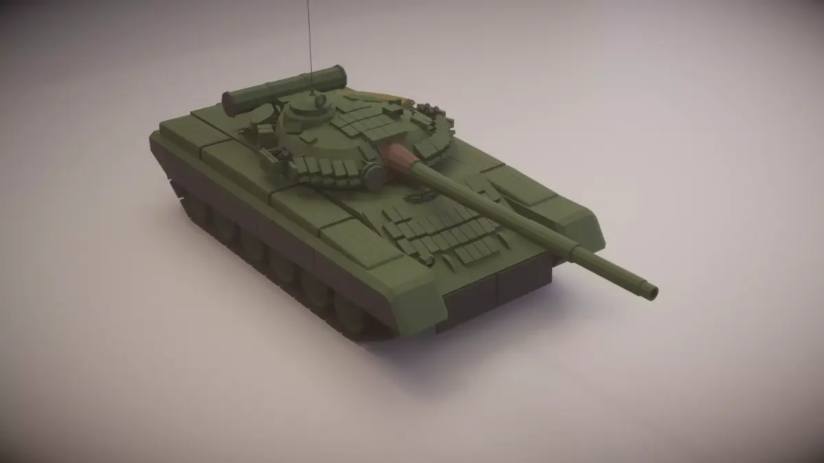 Simple T-80BV Tank Low-poly 3D model