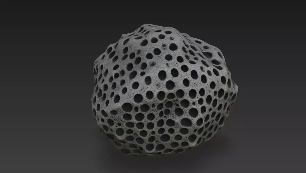 Porous Sci-Fi Meteorite Asteroid - 4K PBR High-Poly 3D model