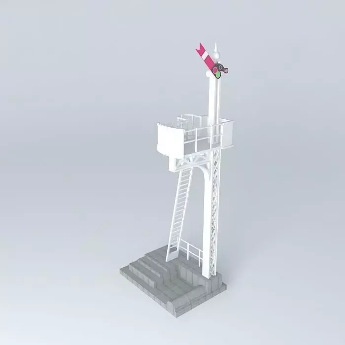 Eco Rail Track Signal Single Old Steam Days Free 3D model