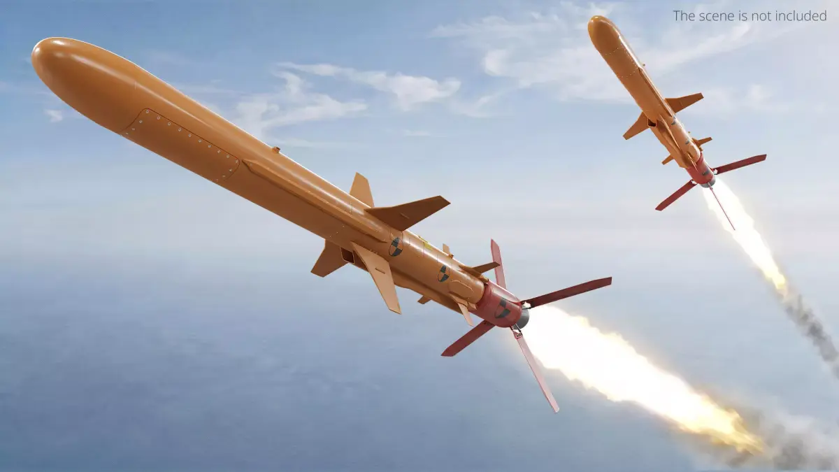 Training Target Missile with Foldable Fins 3D model
