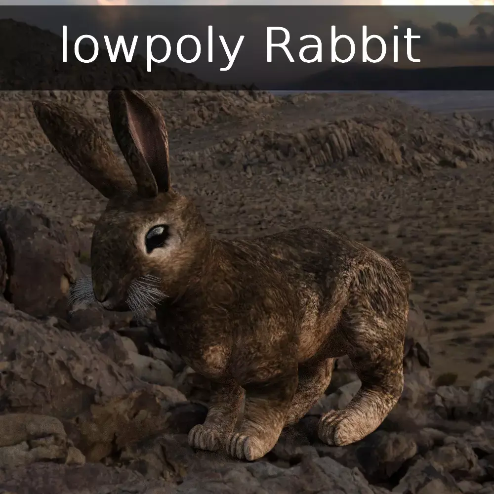 Lowpoly Rabbit two colorful rabbits Low-poly 3D model