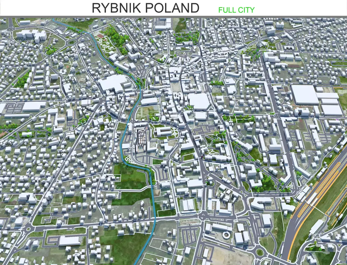 Rybnik Poland 30km Low-poly 3D model