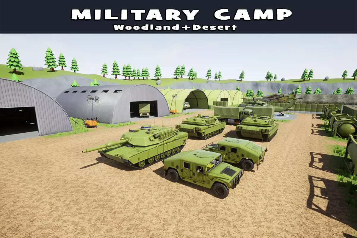 Military Base Stylized Environment Low-poly 3D model