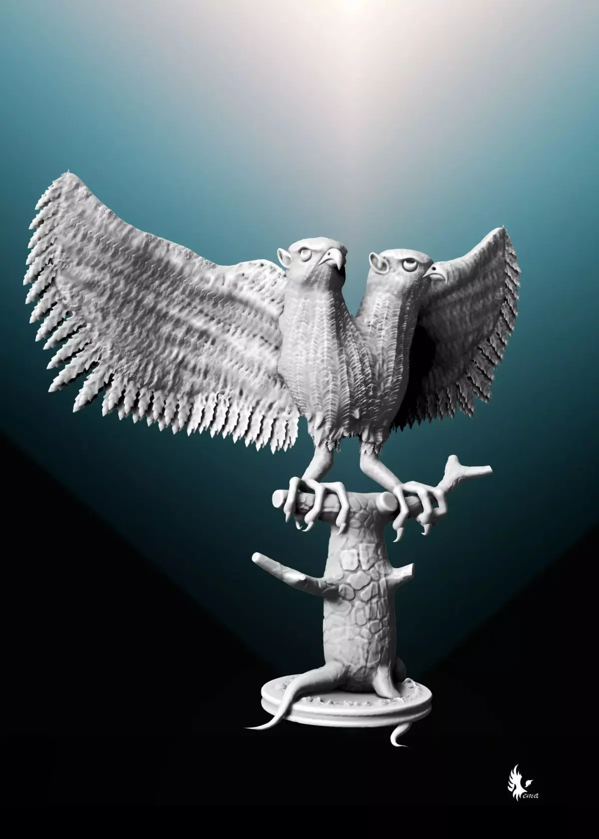 double headed falcon bird 3D model