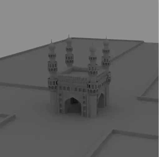 charminar 3d model mosque in hyderabad 3D model
