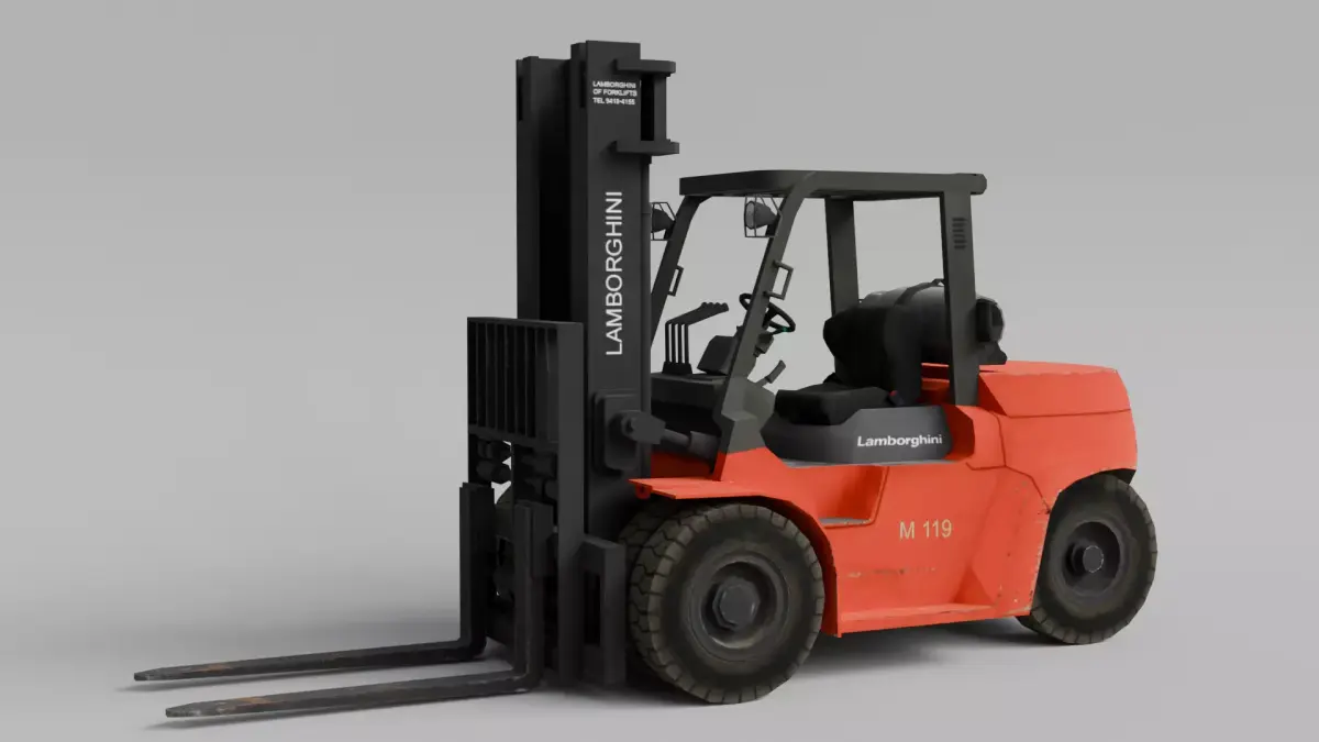 Forklift game asset Low-poly 3D model