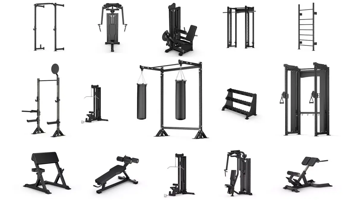 Gym Equipment Set of 18 Low-poly 3D model