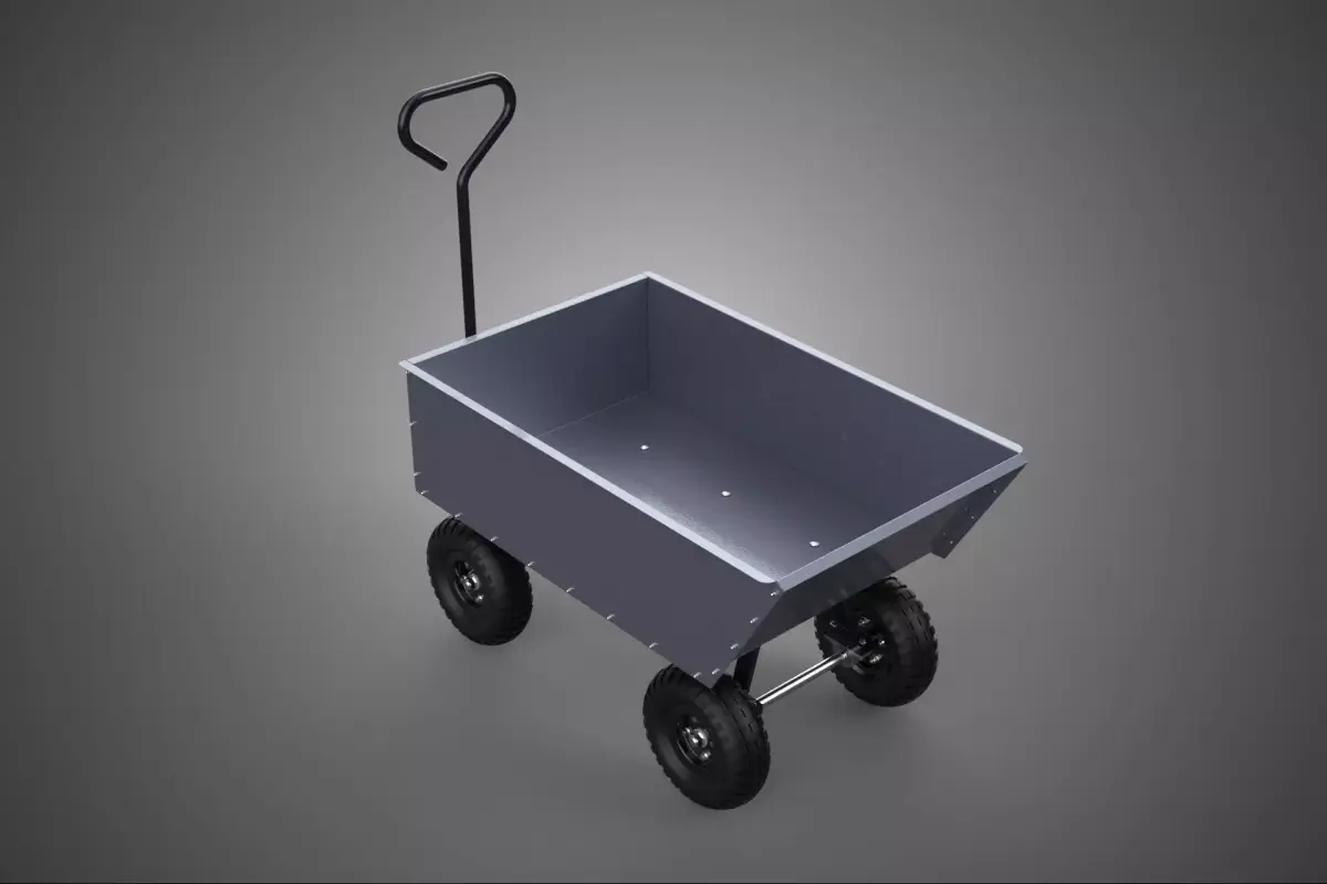 HEAVY DUTY METAL TUB UTILITY WHEELBARROW CART TROLLEY WAGON DUMP 3D model