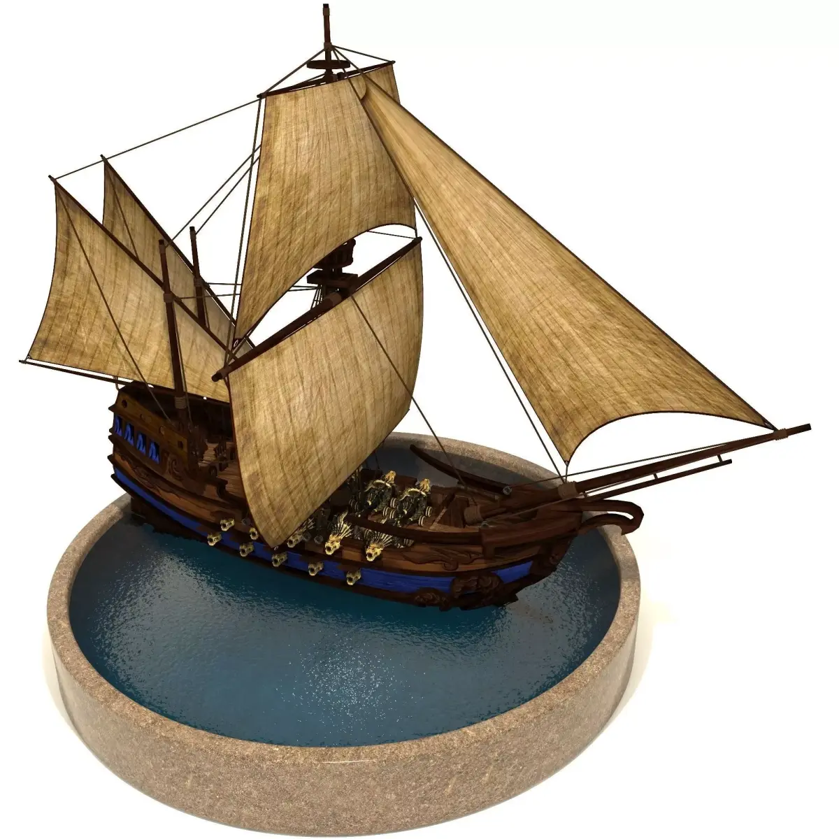 Pirate Galeon Low-poly 3D model