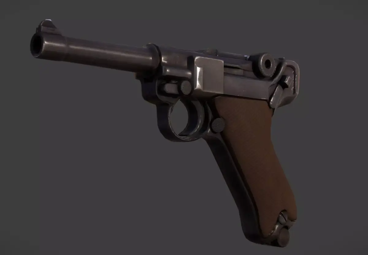 Luger P08 - Scanned and Retopologized WW2 Model Low-poly 3D model