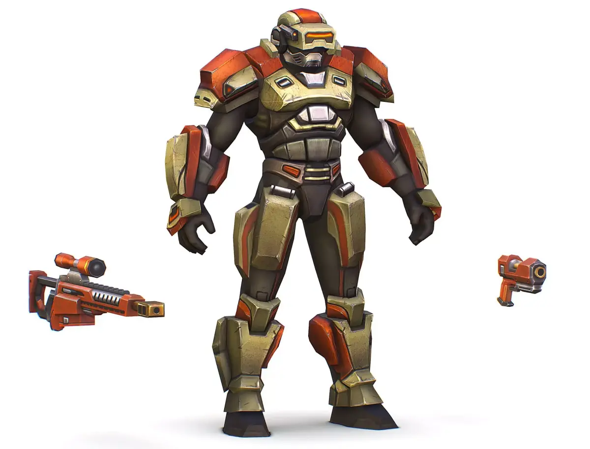 Sci-Fi Man Cyborg - Male Drone Sniper Soldier Low-poly 3D model