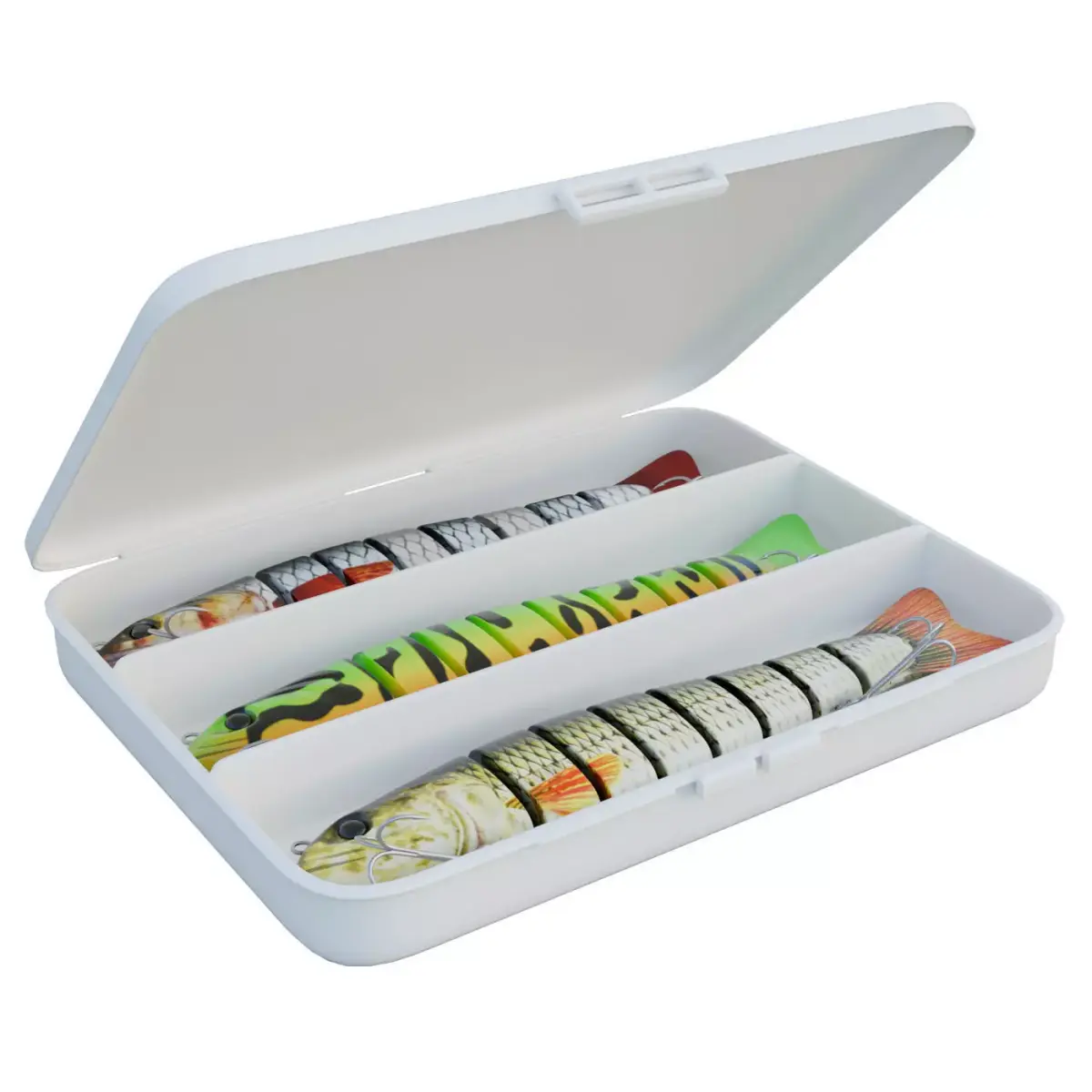 Fishing lure set or Fish bait set in a box Low-poly 3D model