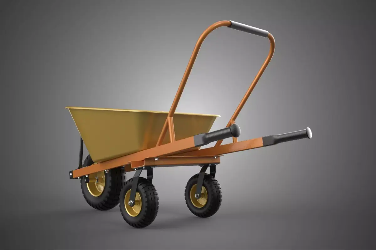 TRI CASTOR SWIVEL WHEEL WHEELBARROW BARROW ERGONOMIC HANDLE DUMP 3D model