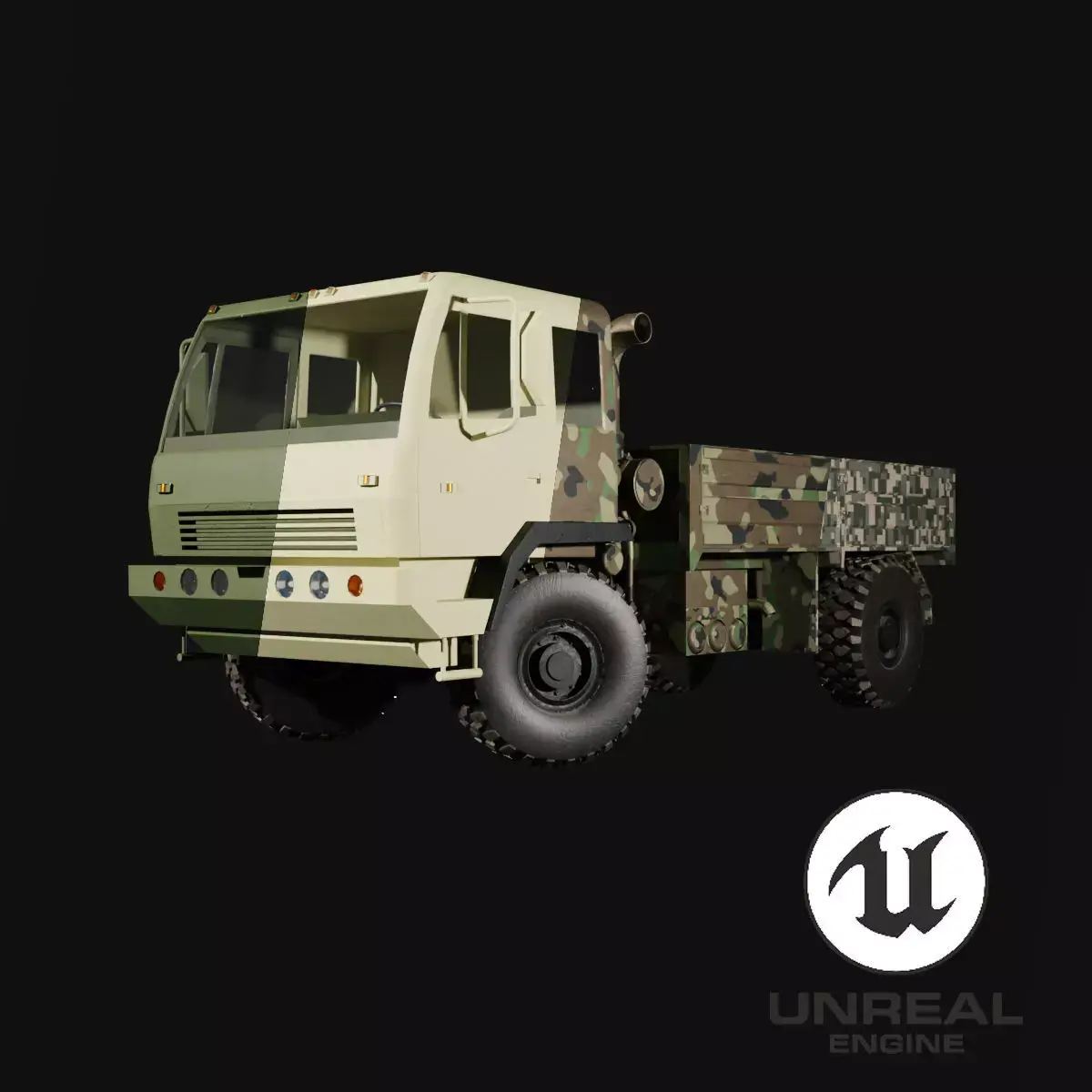 Classic American Military Truck Low-poly 3D model