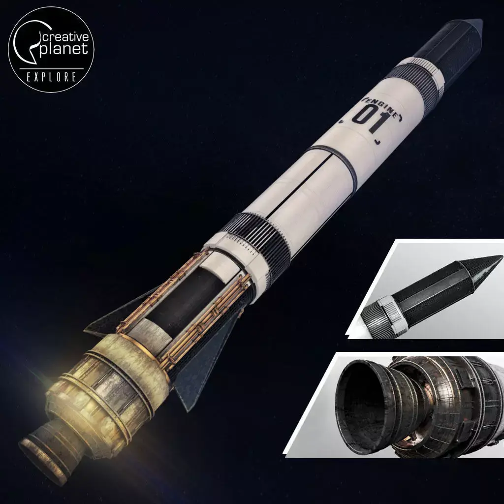 Space sci-fi rocket ship small 3D model