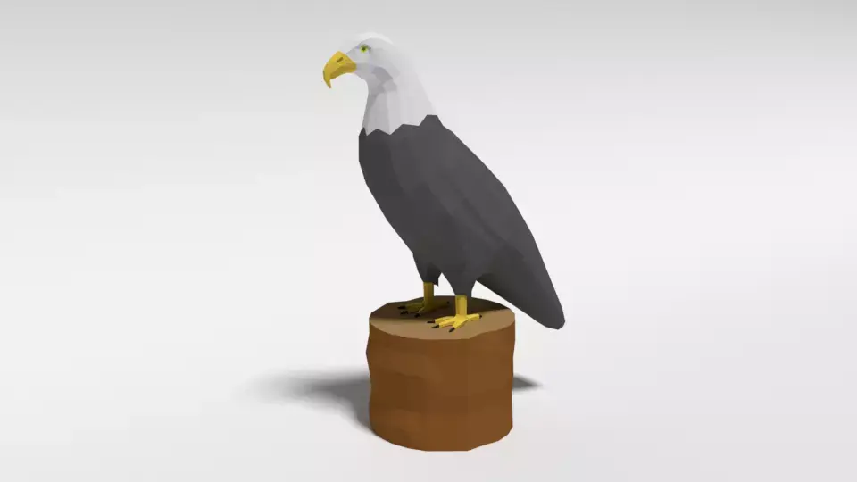 Low Poly Cartoon Bald Eagle Low-poly 3D model