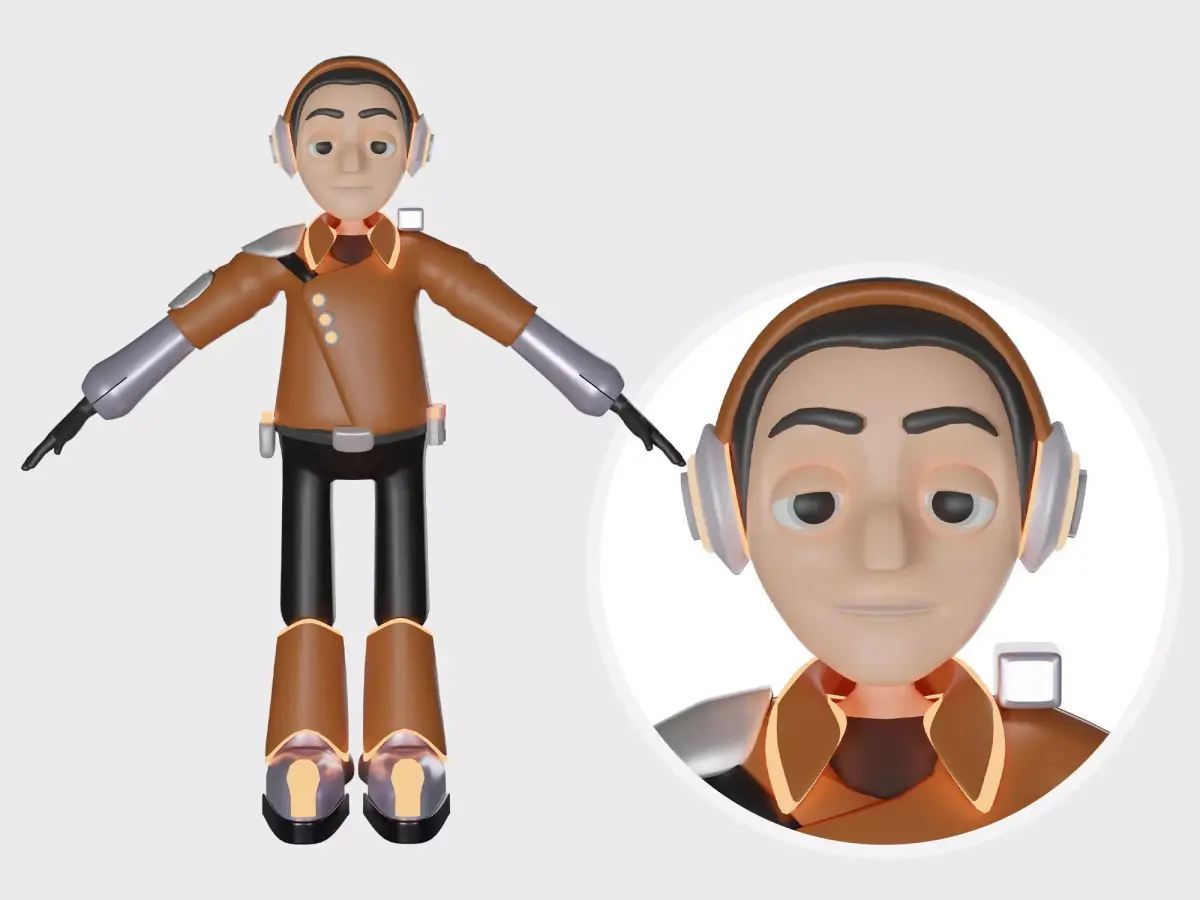 Cartoon Pilot Character  3D model