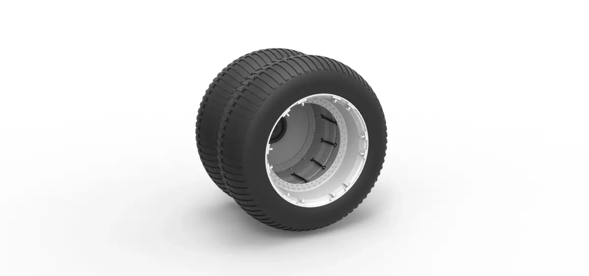 Double Wheel from vintage monster truck Scale 1 to 25 3D print model
